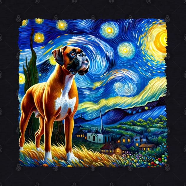 Starry Boxer Dog Portrait - Pet Portrait by starry_night